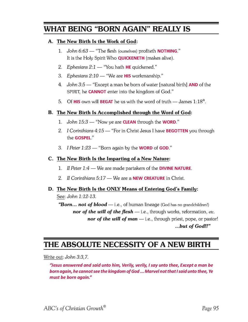 The ABC's of Christian Growth ANSWER KEY
