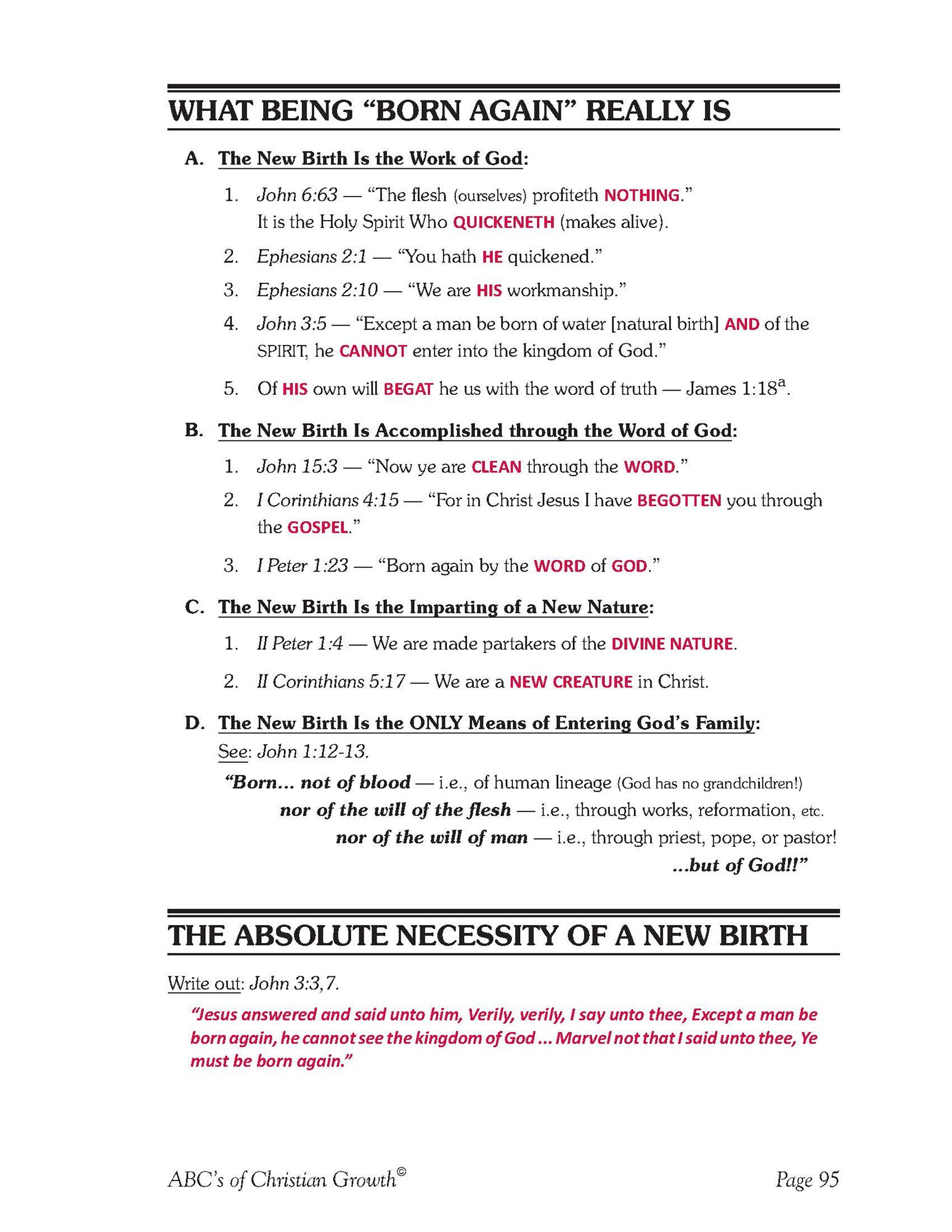 The ABC's of Christian Growth ANSWER KEY