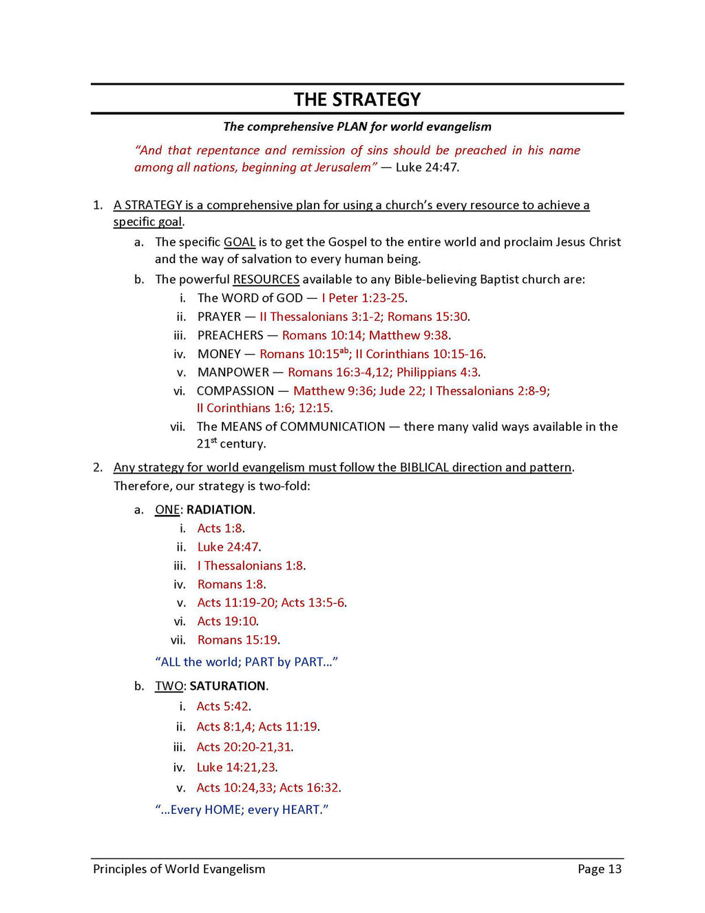 Principles of World Evangelism