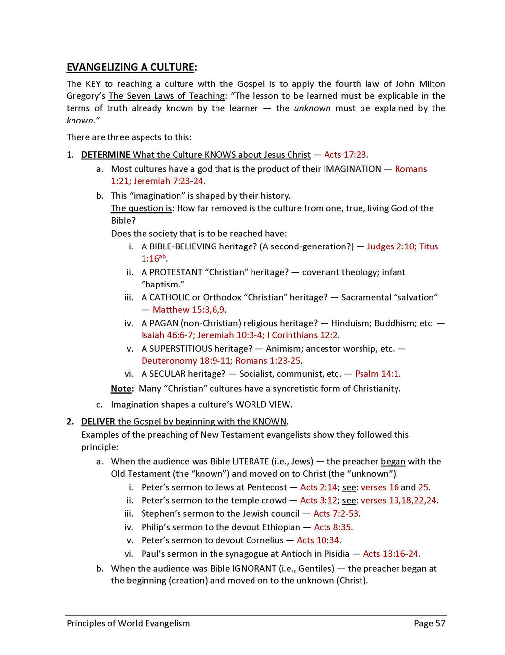 Principles of World Evangelism