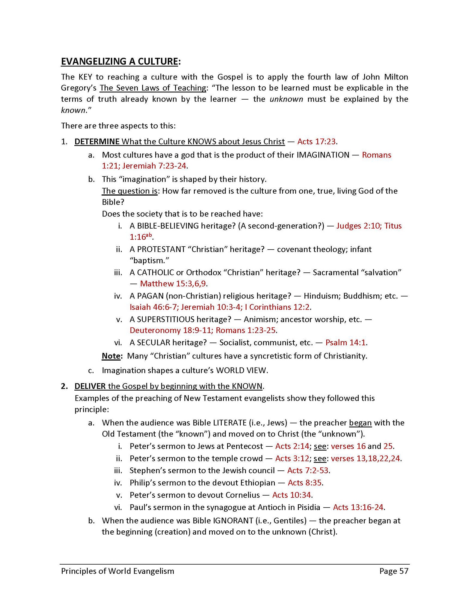 Principles of World Evangelism